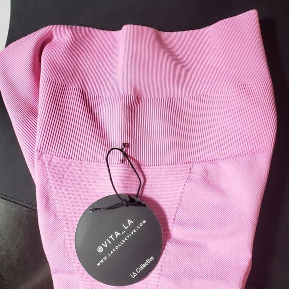 Vita LA Hot Pink High Waisted Stretch Biker Shorts - Picture 5 of 7